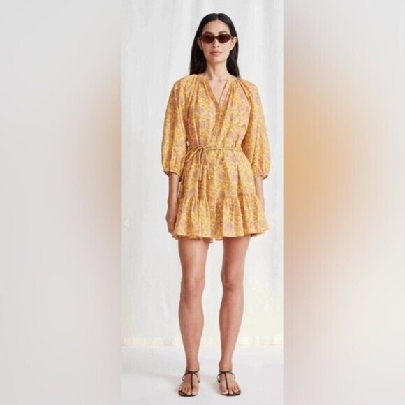 NWT APIECE APARTMINI MITTE DRESS - SUNFADED FLORALYELLOW - Picture 1 of 8